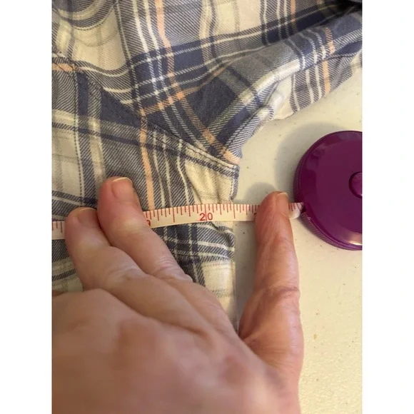 LL Bean Women's Sz Small Plaid Lined Shirt Shacket Periwinkle Purple Flannel - Picture 9 of 9